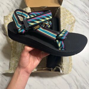 Teva Black Sandals with Multicolor Straps